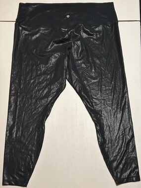 lululemon athletica Black Shiny High-Waist Leggings - size 20